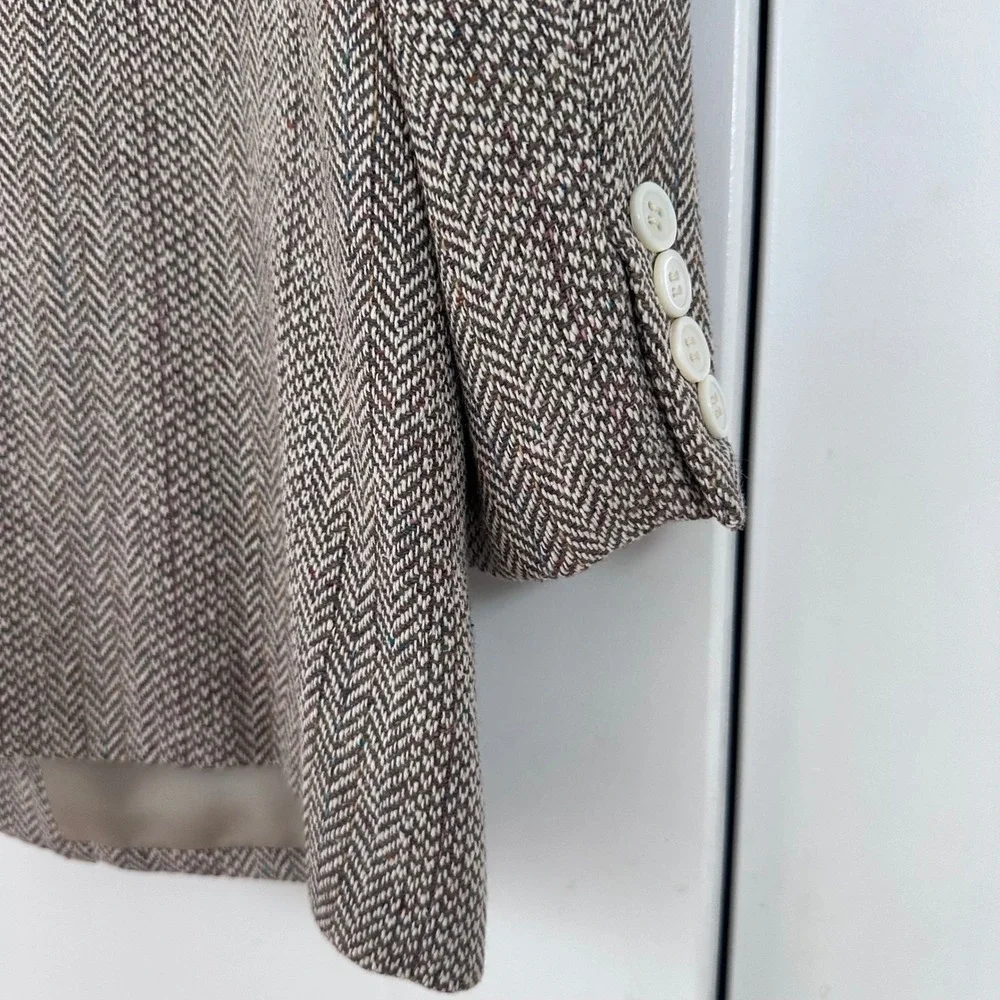 Vintage Macy's 90s Herringbone Wool Silk‎ Blazer Donegal Tweed Japan Men's 44R